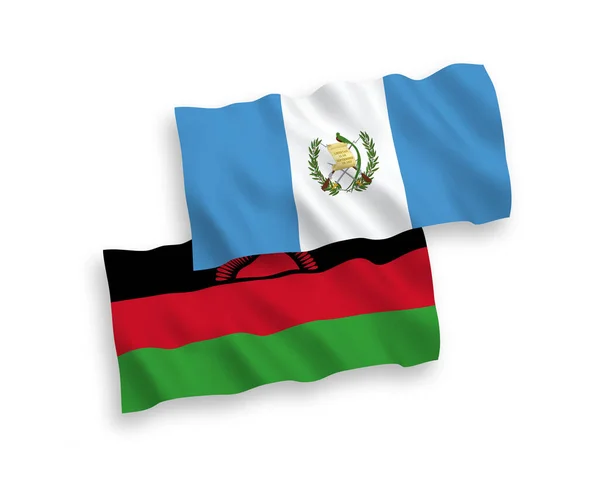 Nationale Vector Weefsel Golf Vlaggen Van Republiek Guatemala Malawi Geïsoleerd — Stockvector