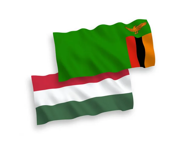 Banderas Nacionales Ondas Vectoriales República Zambia Hungría Aisladas Sobre Fondo — Vector de stock