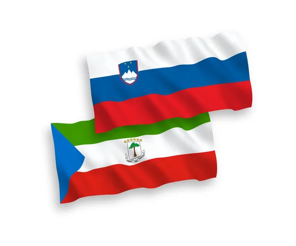Flagi Narodowej Fali Wektorowej Słowenii Republiki Gwinei Równikowej Odizolowane Białym — Wektor stockowy