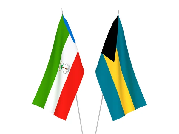 Drapeaux Nationaux Tissu Commonwealth Des Bahamas République Guinée Équatoriale Isolés — Photo