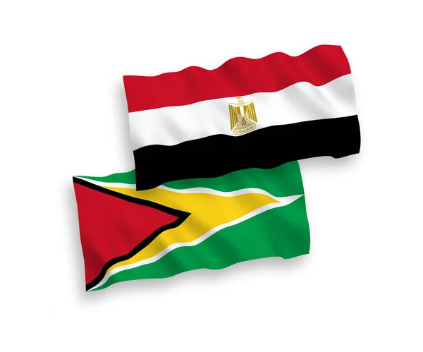 Národní Vektorové Vlny Vlajek Družstevní Republiky Guyana Egypta Izolované Bílém — Stockový vektor