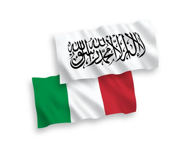 Banderas Nacionales Ondas Vectoriales Italia Los Talibanes Aislados Sobre Fondo — Vector de stock