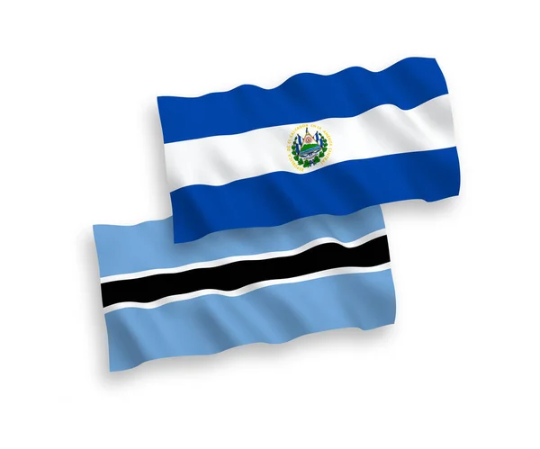 Banderas Nacionales Ondas Vectoriales República Salvador Botswana Aisladas Sobre Fondo — Vector de stock