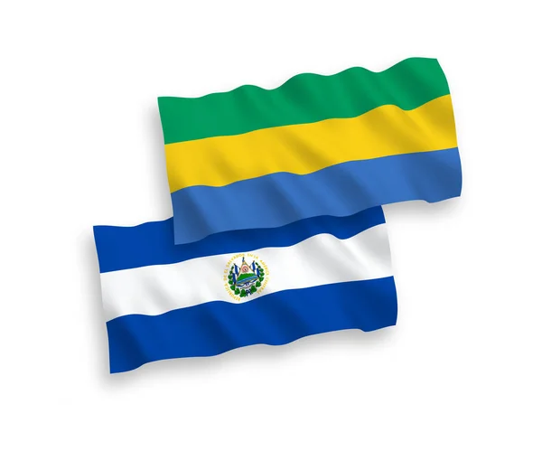 Nationale Vector Weefsel Golf Vlaggen Van Republiek Salvador Gabon Geïsoleerd — Stockvector