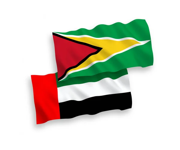Nemzeti Vektor Szövet Hullám Zászlók Szövetkezeti Köztársaság Guyana Egyesült Arab — Stock Vector