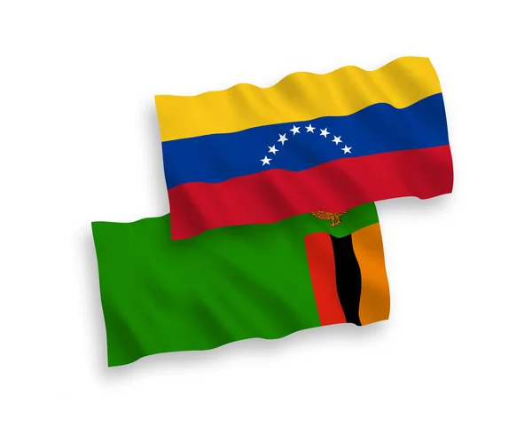 Národní Vektorové Vlnové Vlajky Venezuely Zambijské Republiky Izolované Bílém Pozadí — Stockový vektor