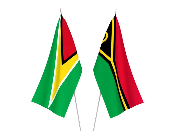 National Fabric Flags Operative Republic Guyana Republic Vanuatu Isolated White — Stock Photo, Image