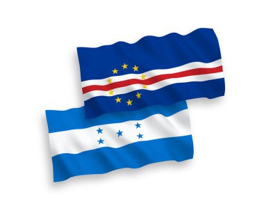 Beyaz arkaplanda Cabo Verde ve Honduras Cumhuriyeti bayrakları