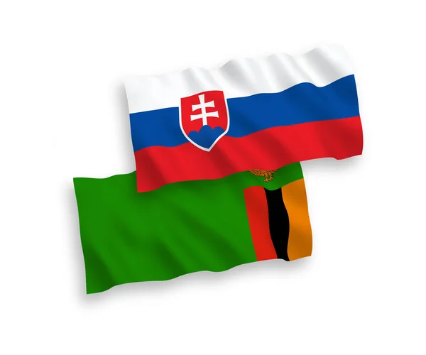 Flags of Slovakia and Republic of Zambia on a white background — Stock Vector