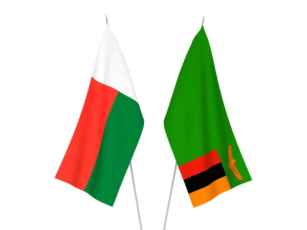Σημαίες Μαδαγασκάρης και Δημοκρατίας της Ζάμπια — Φωτογραφία Αρχείου