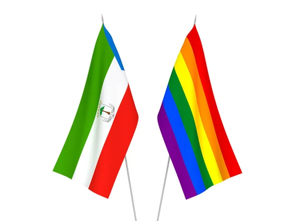 Banderas del arco iris orgullo gay y República de Guinea Ecuatorial —  Fotos de Stock