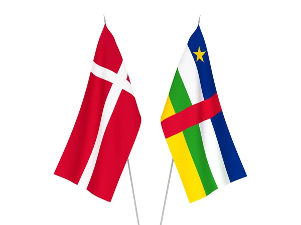 Flagi Republiki Środkowoafrykańskiej i Danii — Zdjęcie stockowe