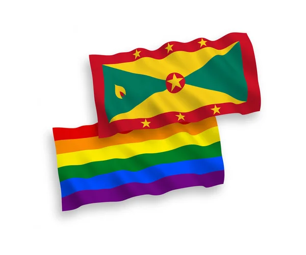 Флаги Гренады и радужной гей-гордости на белом фоне — стоковый вектор