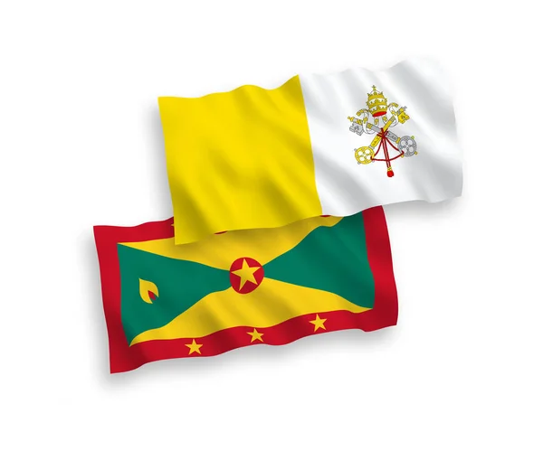 Флаги Гренады и Ватикана на белом фоне — стоковый вектор