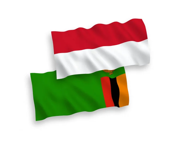 Σημαίες της Ινδονησίας και της Δημοκρατίας της Ζάμπια σε λευκό φόντο — Διανυσματικό Αρχείο