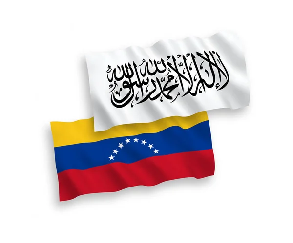 Vlajky Venezuely a Talibanu na bílém pozadí — Stockový vektor