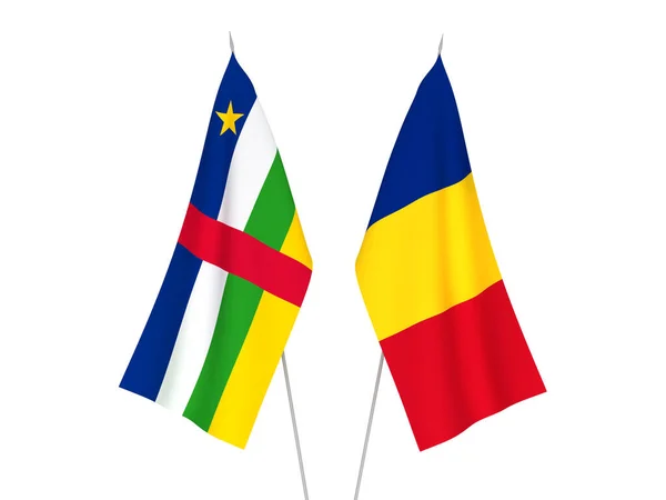 罗马尼亚和中非共和国国旗 — 图库照片