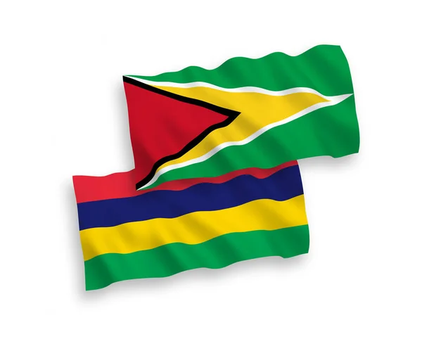 Nemzeti Vektor Szövet Hullám Zászlók Szövetkezeti Köztársaság Guyana Mauritiusi Köztársaság — Stock Vector