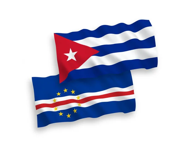 흰 바탕에는 카보 베르데 공화국 과 쿠바 공화국의 깃발 — 스톡 벡터