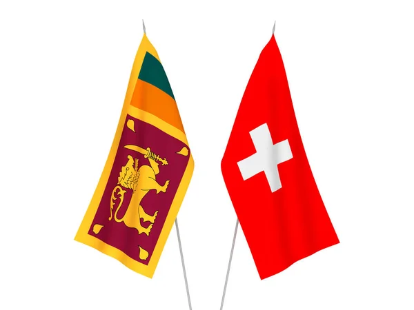 Svájc Srí Lanka Demokratikus Szocialista Köztársaság Nemzeti Szövetzászlói Fehér Alapon — Stock Fotó