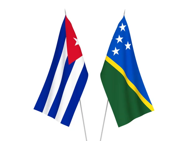 Nationalflaggen Kubas Und Der Salomonen Isoliert Auf Weißem Hintergrund Darstellung — Stockfoto