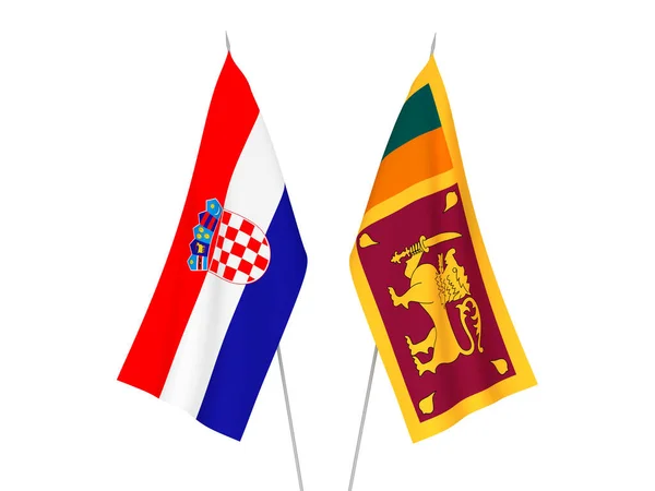 Banderas Tejido Nacional Croacia República Socialista Democrática Sri Lanka Aisladas — Foto de Stock