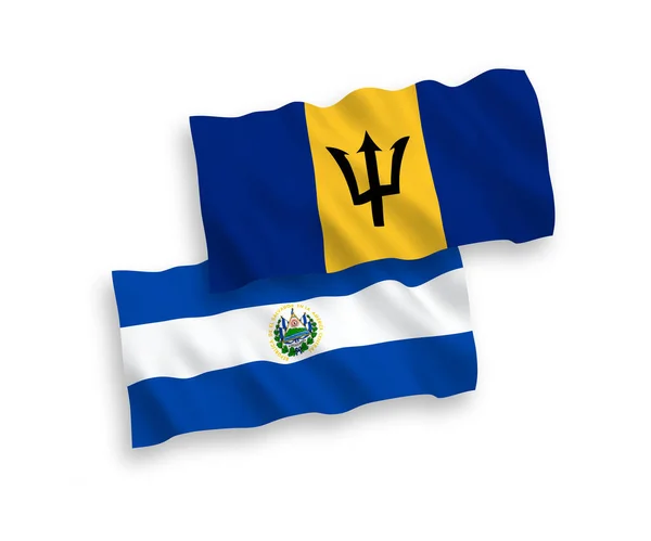 Nationale Vector Weefsel Golf Vlaggen Van Republiek Salvador Barbados Geïsoleerd — Stockvector