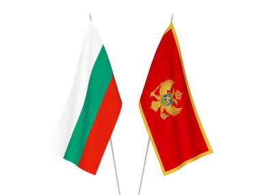 Beyaz arka planda Bulgaristan ve Orta Afrika Cumhuriyeti 'nin ulusal kumaş bayrakları izole edildi. 3d resimleme.