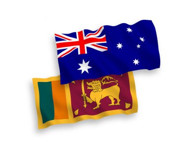 Avustralya ve Sri Lanka 'nın ulusal taşıyıcı kumaş bayrakları beyaz arka planda izole edildi. 1 'e 2 oranında.