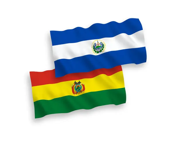 Drapeaux Nationaux Vectoriels Ondes Tissu République Salvador Bolivie Isolés Sur — Image vectorielle