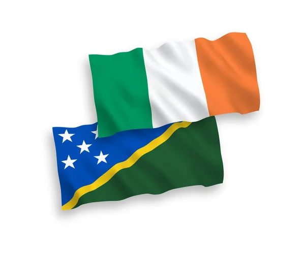 Bandiere Nazionali Tessuto Vettoriale Dell Irlanda Delle Isole Salomone Isolate — Vettoriale Stock