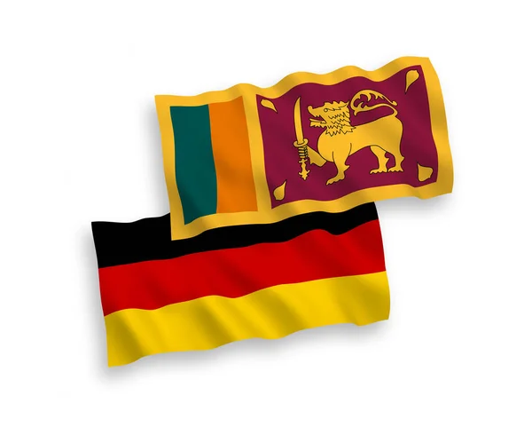 Nemzeti Vektor Szövet Hullám Zászlók Németország Srí Lanka Elszigetelt Fehér — Stock Vector