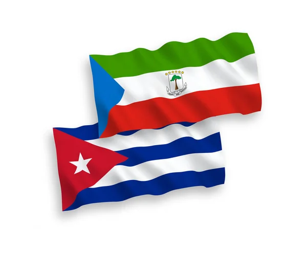Banderas Nacionales Ondas Vectoriales Guinea Ecuatorial Cuba Aisladas Sobre Fondo — Archivo Imágenes Vectoriales
