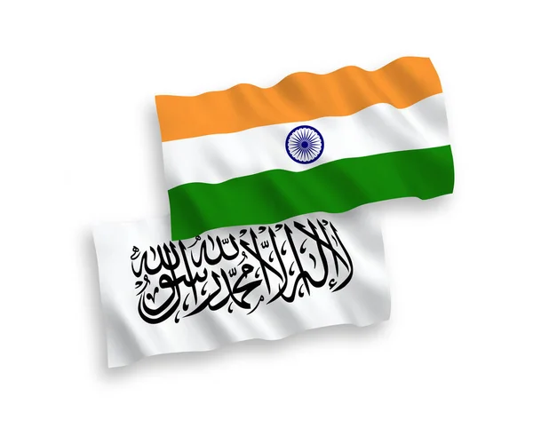 Bandeiras Tecido Vetorial Nacional Índia Talibã Isoladas Fundo Branco Proporção —  Vetores de Stock