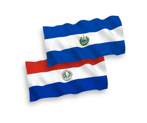 엘살바도르 공화국 파라과이의 국기는 바탕에 떨어져 있었다 — 스톡 벡터