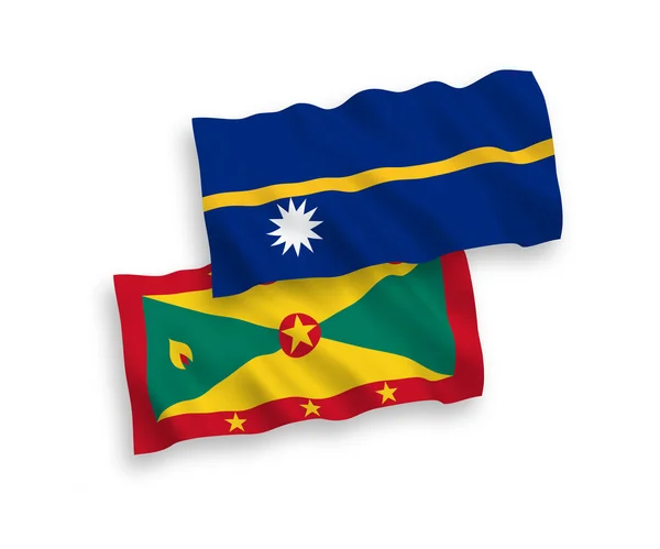 National Vector Fabric Wave Flags Grenada Republic Nauru Isolated White — Stock vektor