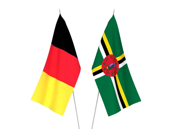 National Fabric Flags Belgium Dominica Isolated White Background Rendering Illustration — Foto Stock