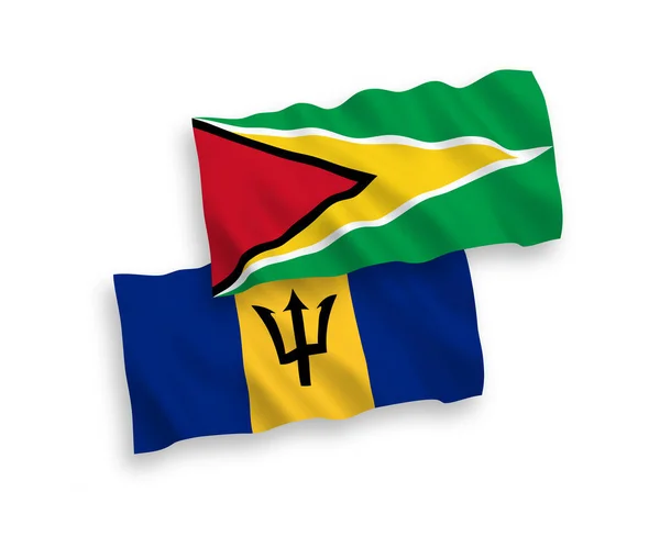 Banderas Nacionales Ondas Vectoriales República Cooperativa Guyana Barbados Aisladas Sobre — Archivo Imágenes Vectoriales