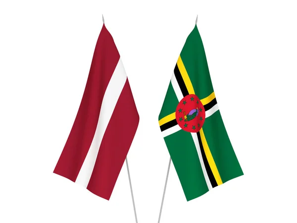 National Fabric Flags Latvia Dominica Isolated White Background Rendering Illustration — Stockfoto