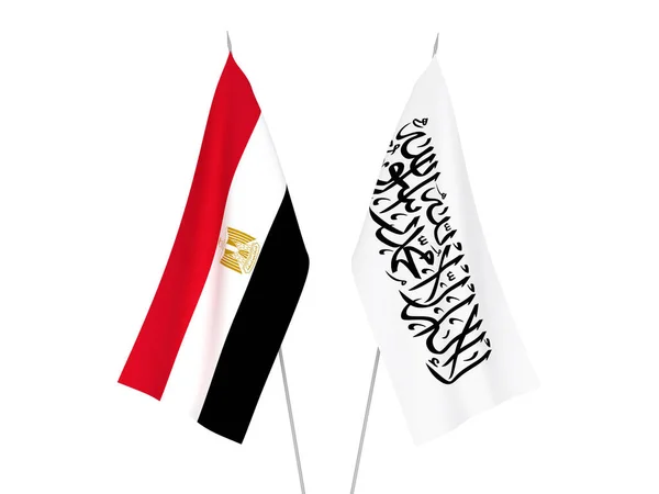 Nationale Stoffen Vlaggen Van Egypte Taliban Geïsoleerd Witte Achtergrond Weergave — Stockfoto