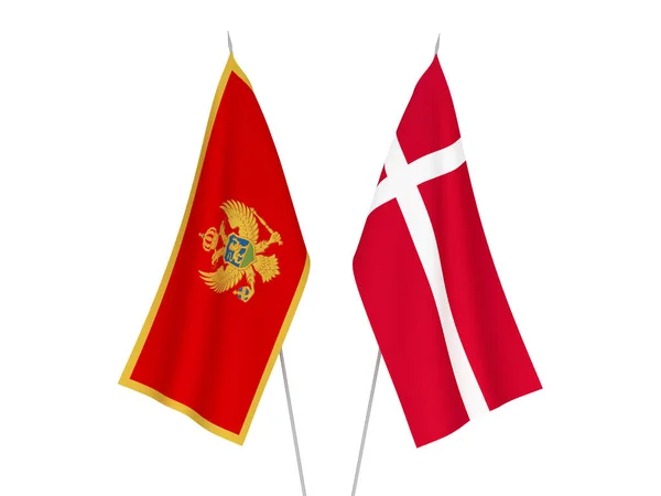 Flagi Tkanin Narodowych Republiki Środkowoafrykańskiej Danii Odizolowane Białym Tle Ilustracja — Zdjęcie stockowe