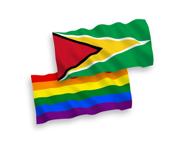 Banderas Nacionales Ondas Tejido Vectorial República Cooperativa Guyana Orgullo Gay — Archivo Imágenes Vectoriales