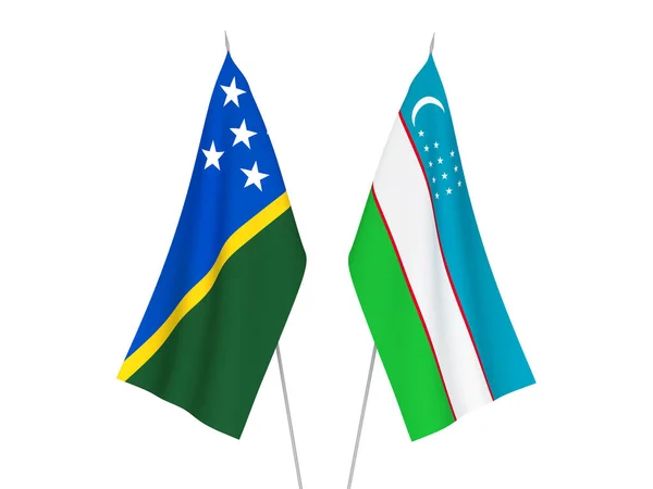 Ouzbékistan et Îles Salomon drapeaux — Photo