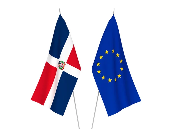 Bandiere dell'Unione europea e della Repubblica dominicana — Foto Stock