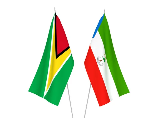 Drapeaux de la République de Guinée équatoriale et de la République coopérative de Guyane — Photo