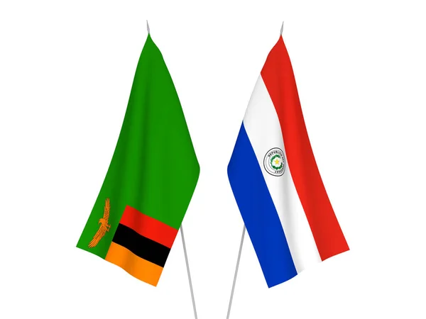Σημαίες της Δημοκρατίας της Ζάμπια και της Παραγουάης — Φωτογραφία Αρχείου