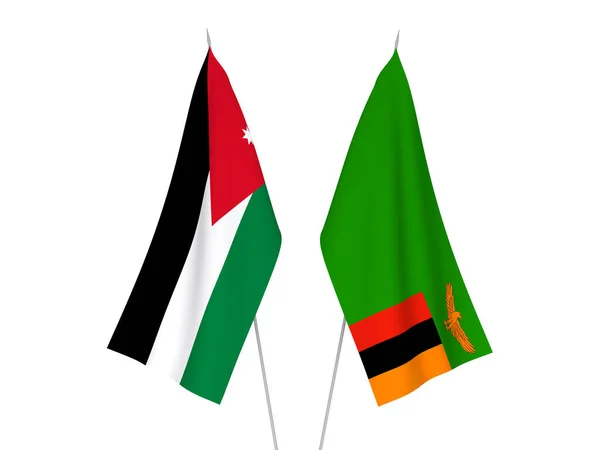 Republic of Zambia and Hashemite Kingdom of Jordan flags — 图库照片