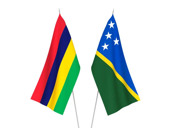 Σημαίες της Δημοκρατίας του Μαυρικίου και των Νήσων Σολομώντος — Φωτογραφία Αρχείου