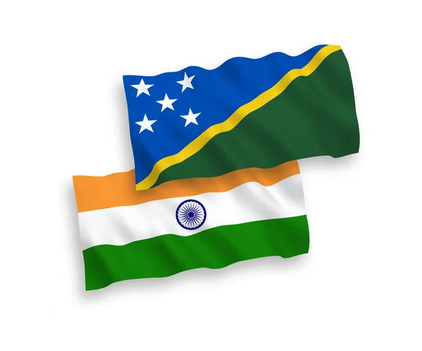 Прапори Індії та Соломонових островів на білому тлі — стоковий вектор