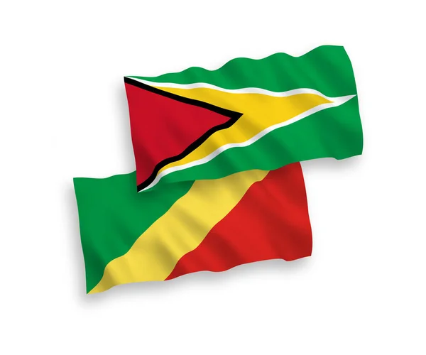 National Vector Fabric Wave Flags Operative Republic Guyana Republic Congo — Stockvektor